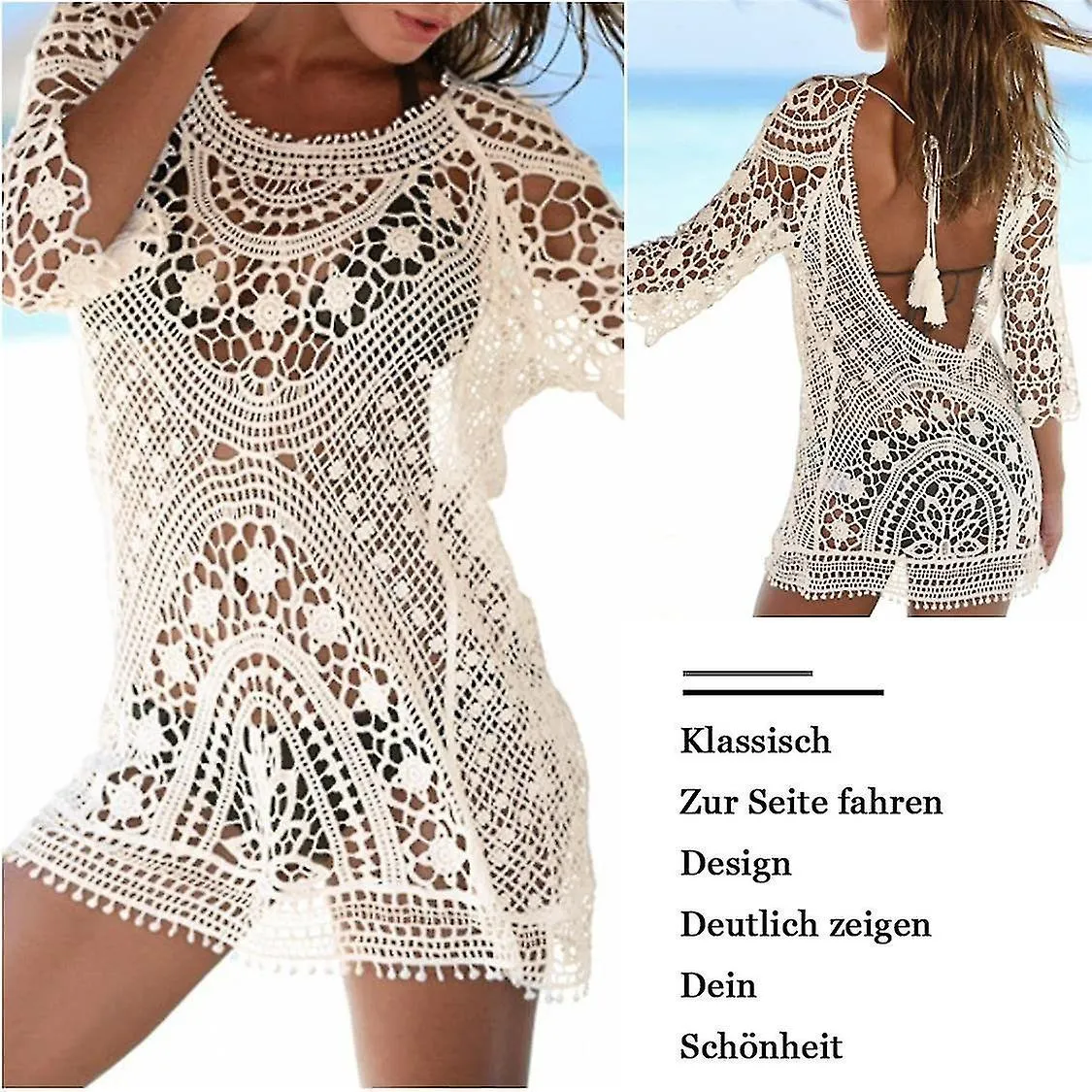 2024,Pareo Women Beach Dress, Knitted Crochet Bikini Cover Up Summer Pareo Beach Dress Swimsuit Cove