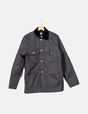 Carhartt Parka gris detalle cuello pana negra