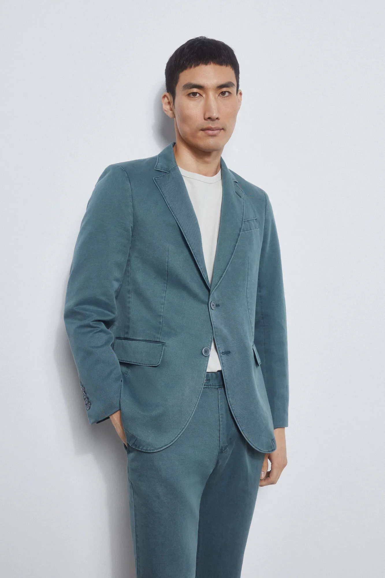 Cotton/linen slim fit blazer