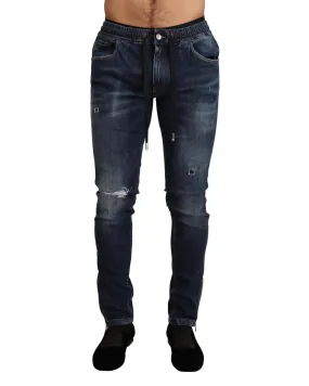 Dolce & Gabbana Gorgeous Dark  Skinny Tattered Denim Jeans