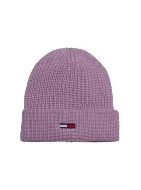 gorro tommy jeans basic flag rosa para mujer