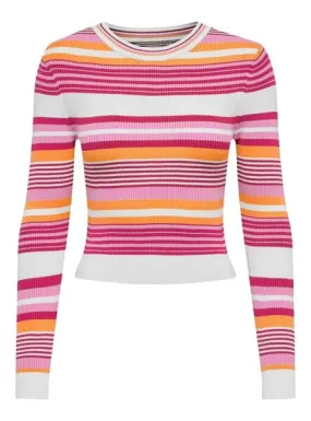 Jersey Only Meleka Cropped Stripe Rosa Para Mujer