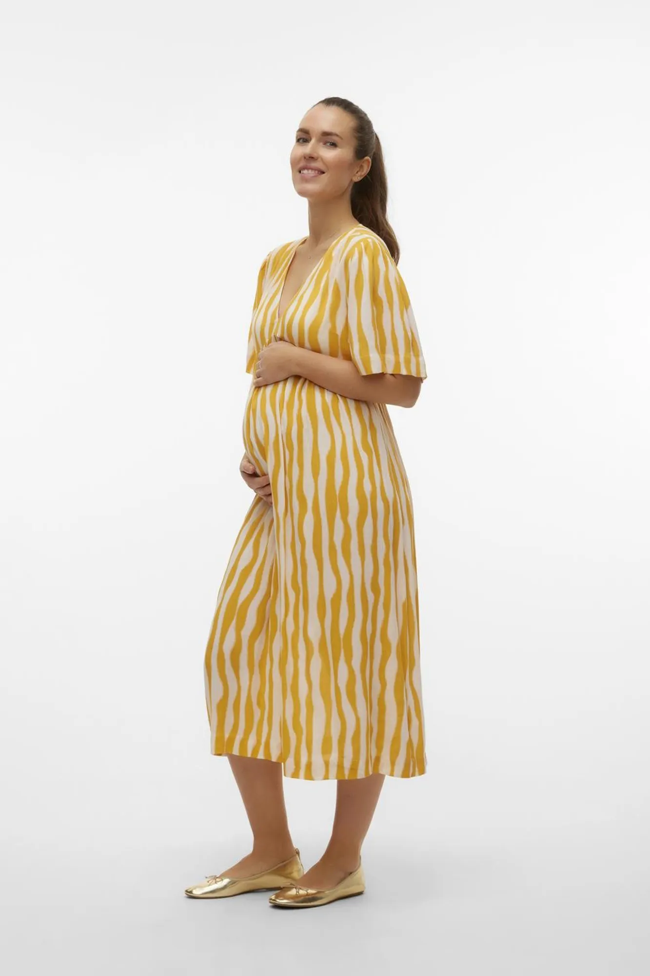 Mamalicious Vestido midi cuello pico maternity