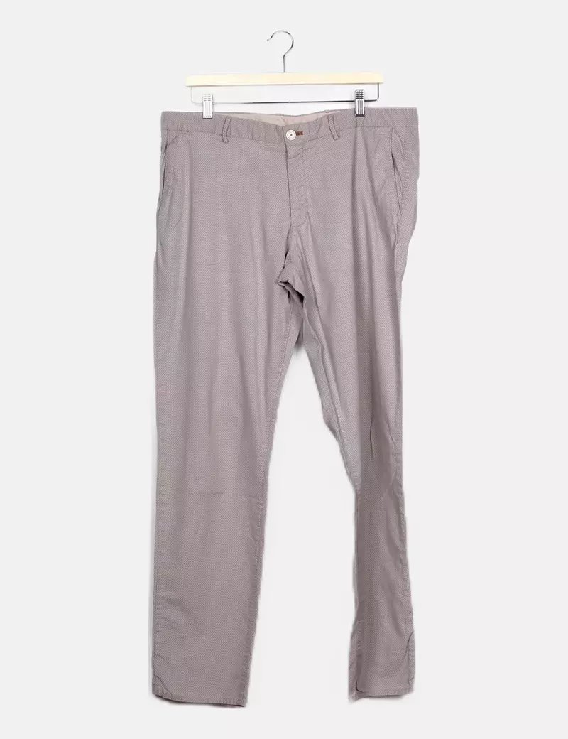 Massimo Dutti Pantalón gris estampado