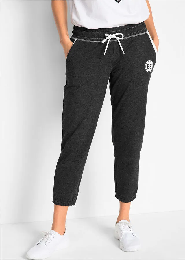 Pantalón de chándal deportivo, largo 7/8 Negro jaspeado