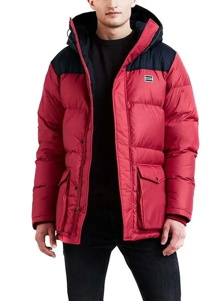 parka levis down puffer rojo