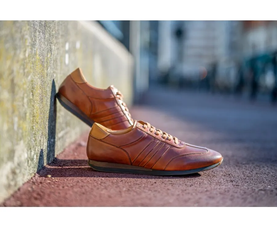 Patina Cognac Men's Trainers - BOCKARA