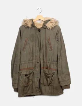 Primark Parka kaki combinada pelo