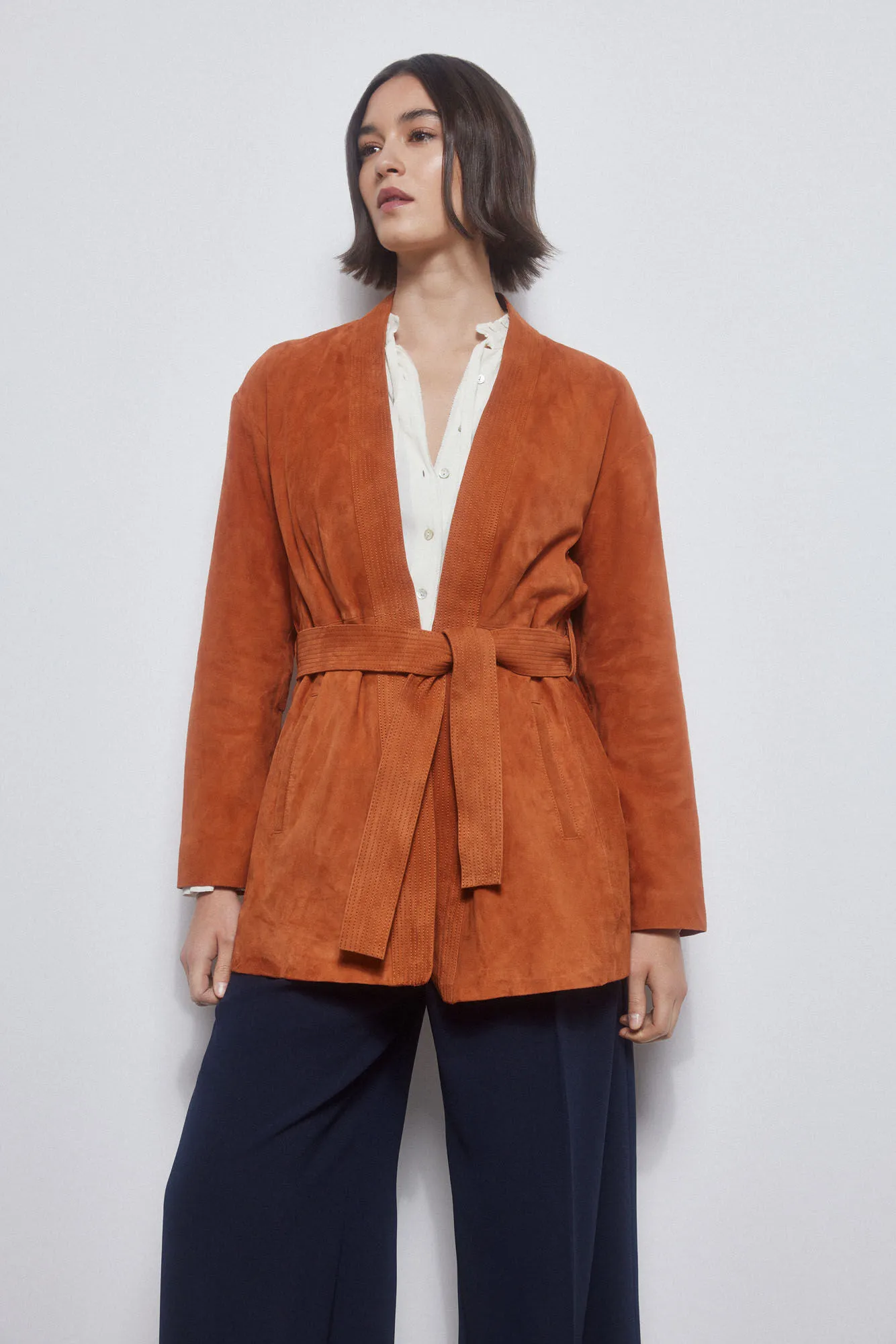 Suede kimono-blazer