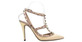 Tacones Rockstud Cage Valentino con punta en punta en amarillo claro y beige Talla 37.5 