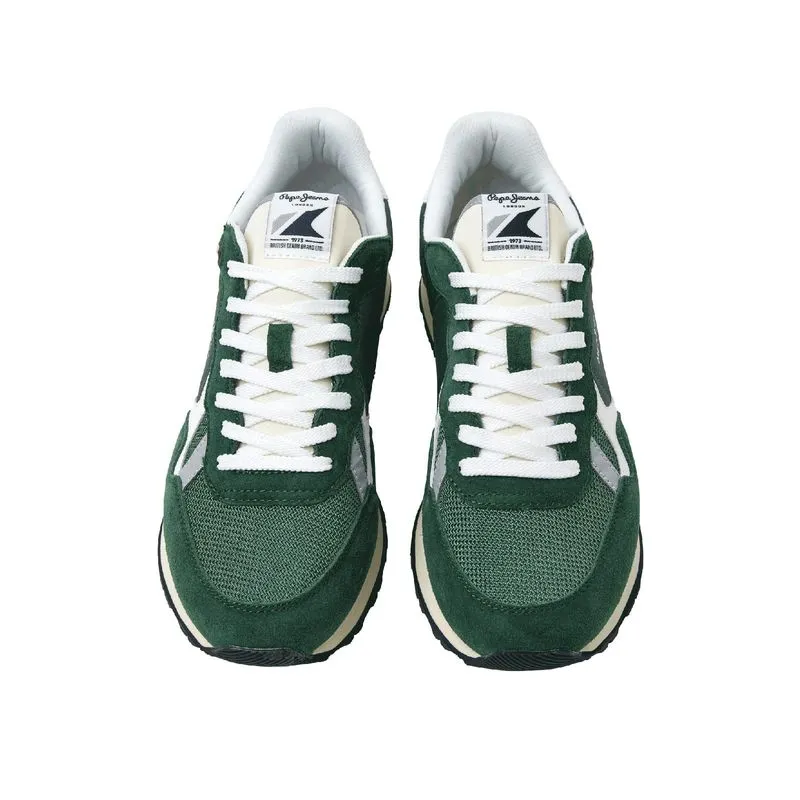 Tenis Pepe Jeans Hombre Brit Man Heritage Verde Militar - Blanco