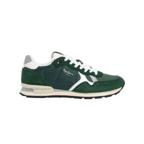 Tenis Pepe Jeans Hombre Brit Man Heritage Verde Militar - Blanco