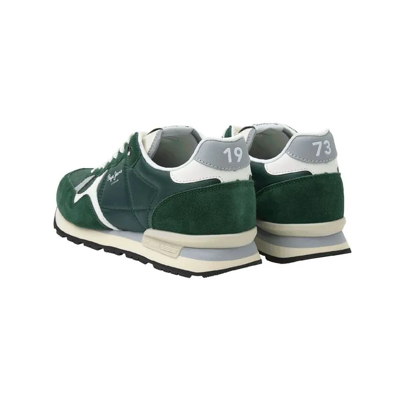 Tenis Pepe Jeans Hombre Brit Man Heritage Verde Militar - Blanco