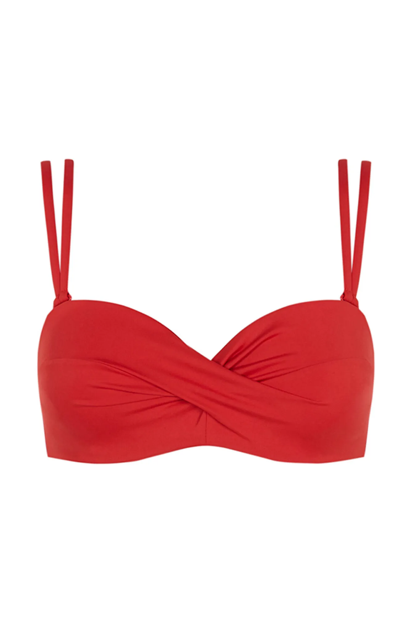 Top bikini bandeau cruce rojo