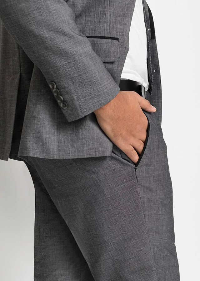 Traje (3 piezas): Americana, pantalón de corte ajustado y corbata Gris oscuro jaspeado