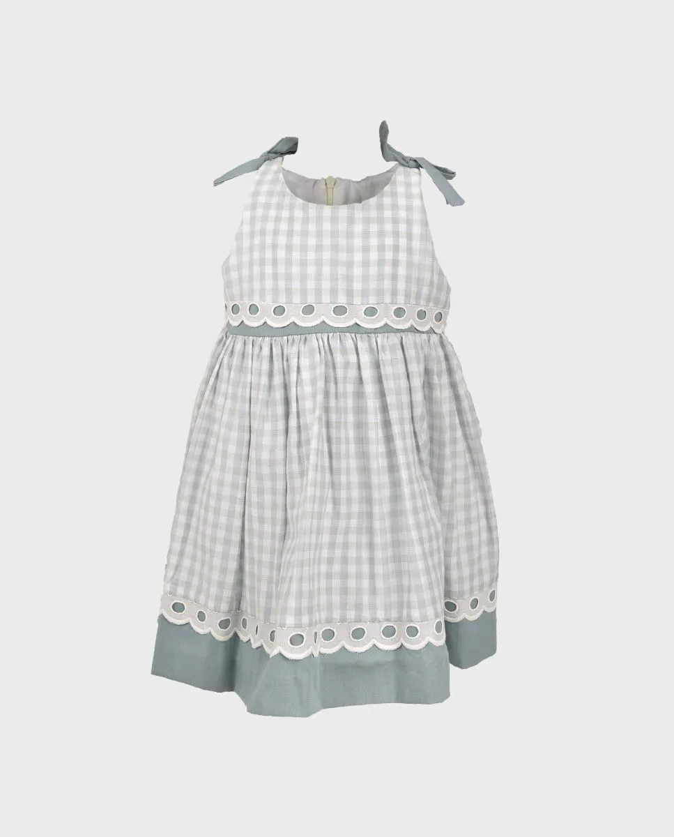 Vestido niña pequeña vichy verde agua