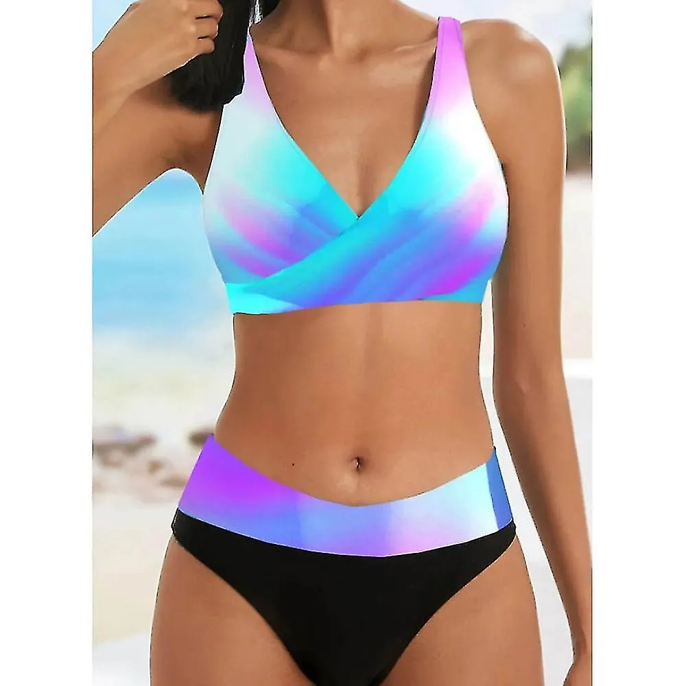 Women's Plus Size Swimwear Bikini Swimsuit 2 Piece Cut Out Graphic Push Up Summer Bathing Suits