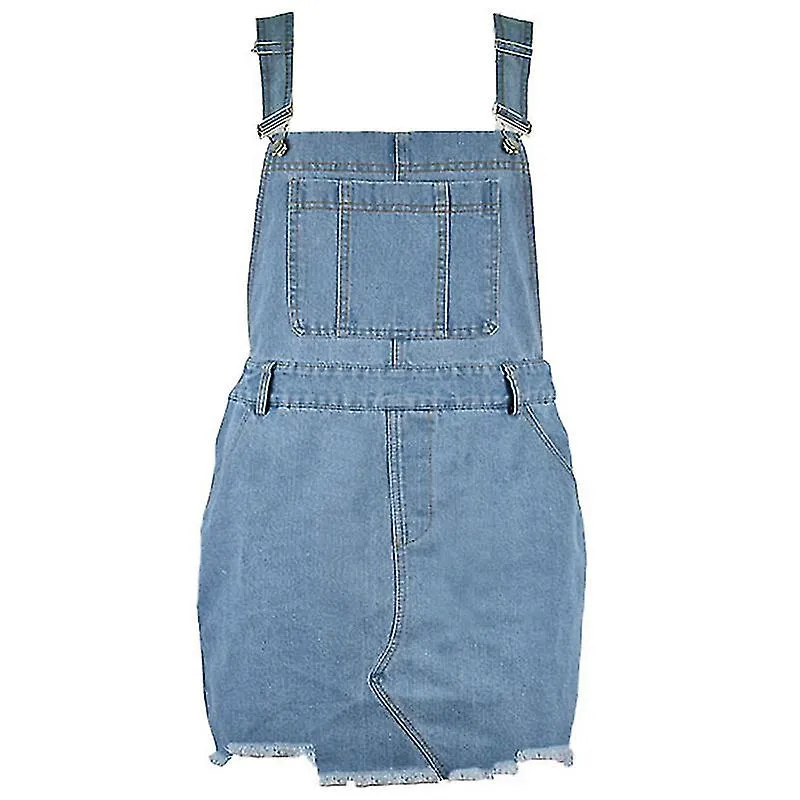 Womens Denim Straps Dungaree Dress Jeans Pinafore Mini Skirt