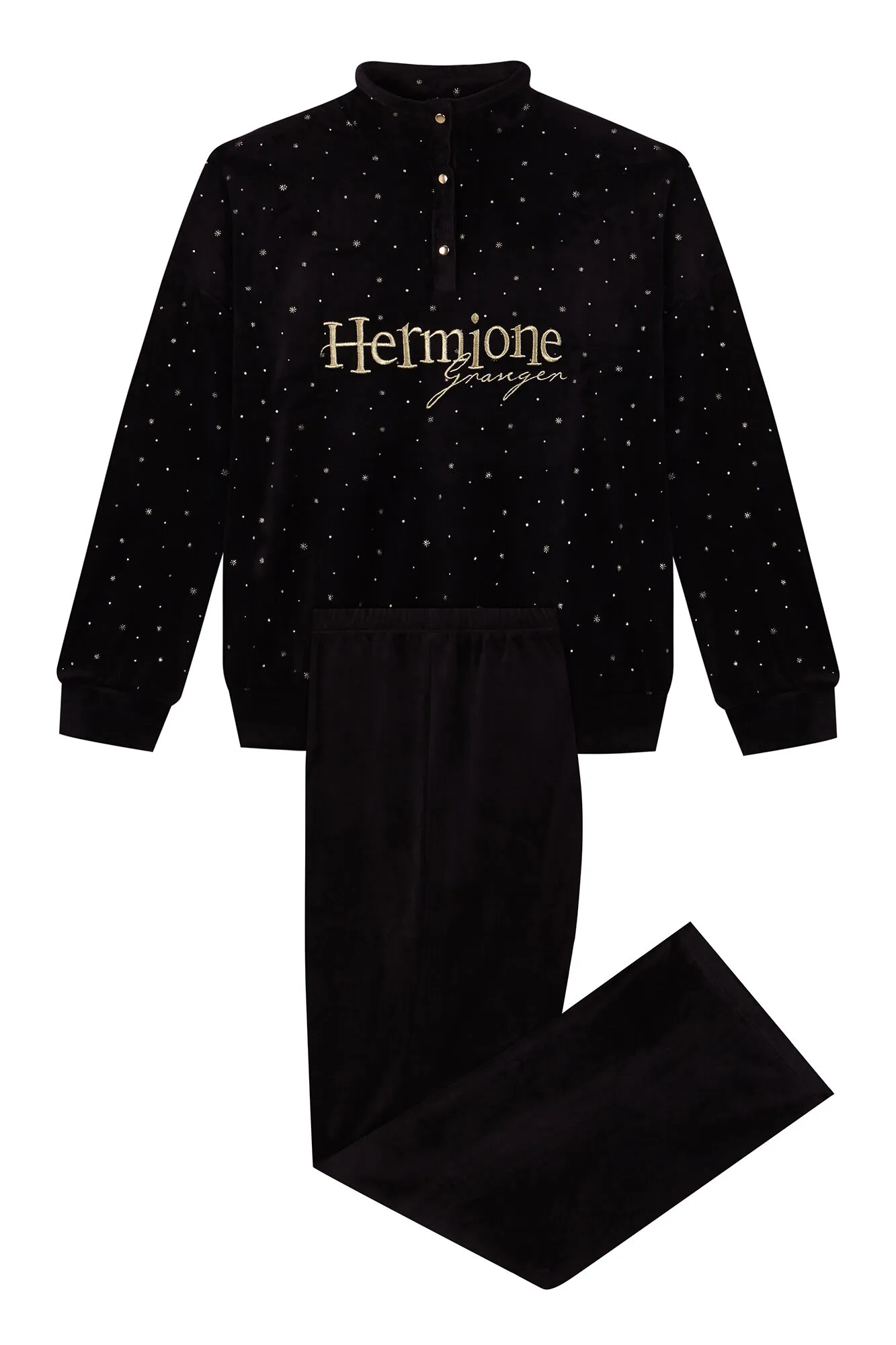 Women'secret Pijama largo terciopelo negro Hermione