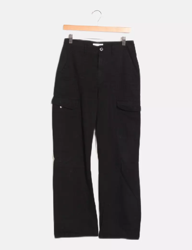 Zara Pantalón negro denim cargo